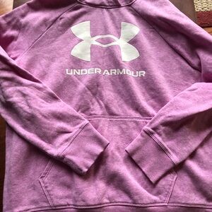 Under Armour Light Pinkish Fleece Hoodie with White Logo
